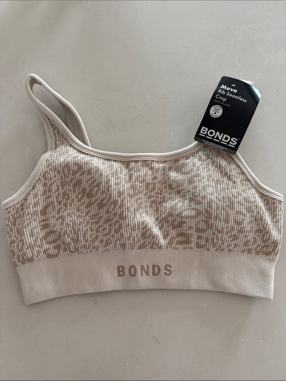 Bonds Beige and Cream Patterned Seamless Crop Bralette